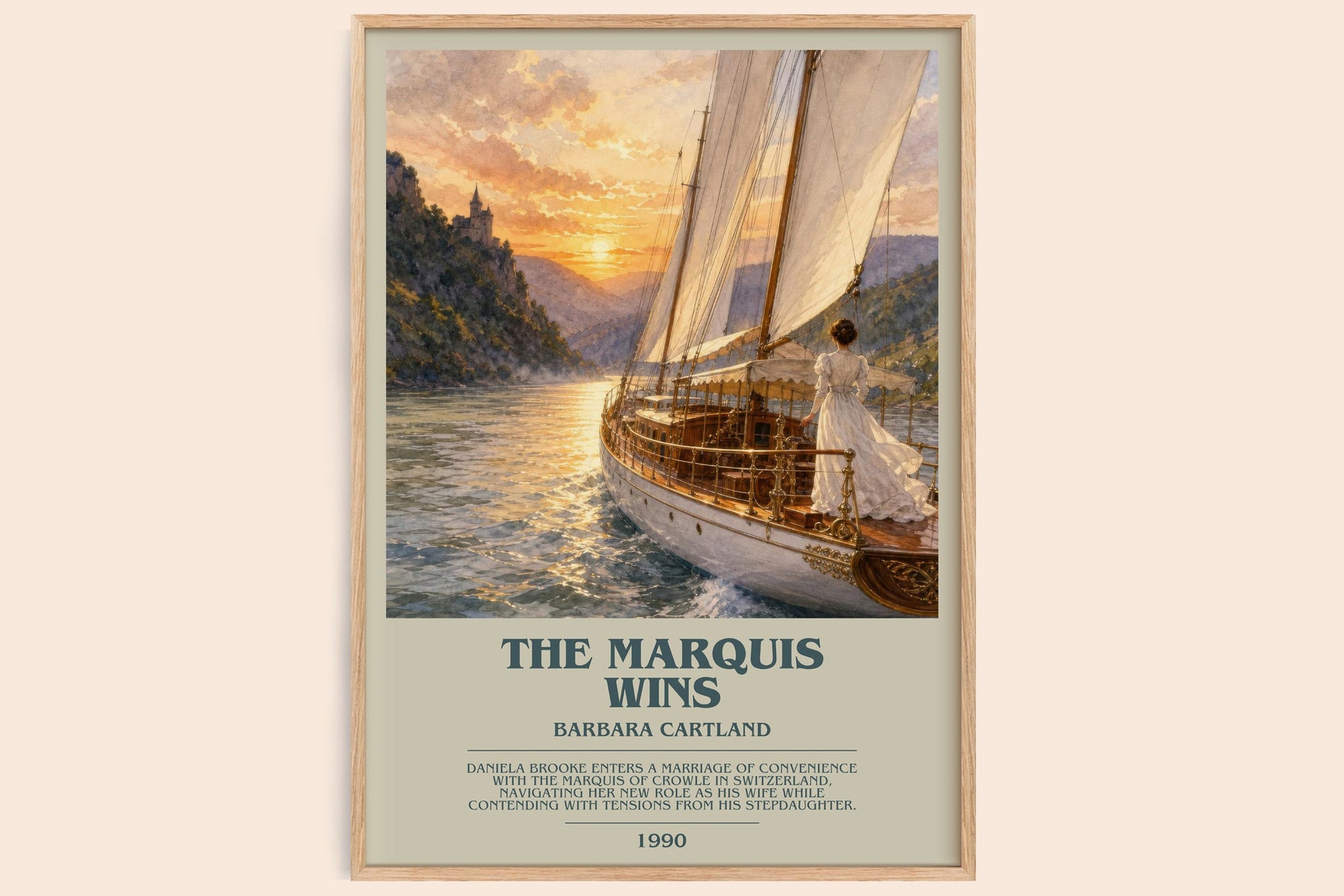 The Marquis Wins bookish book poster by Barbara Cartland – framed literary art print