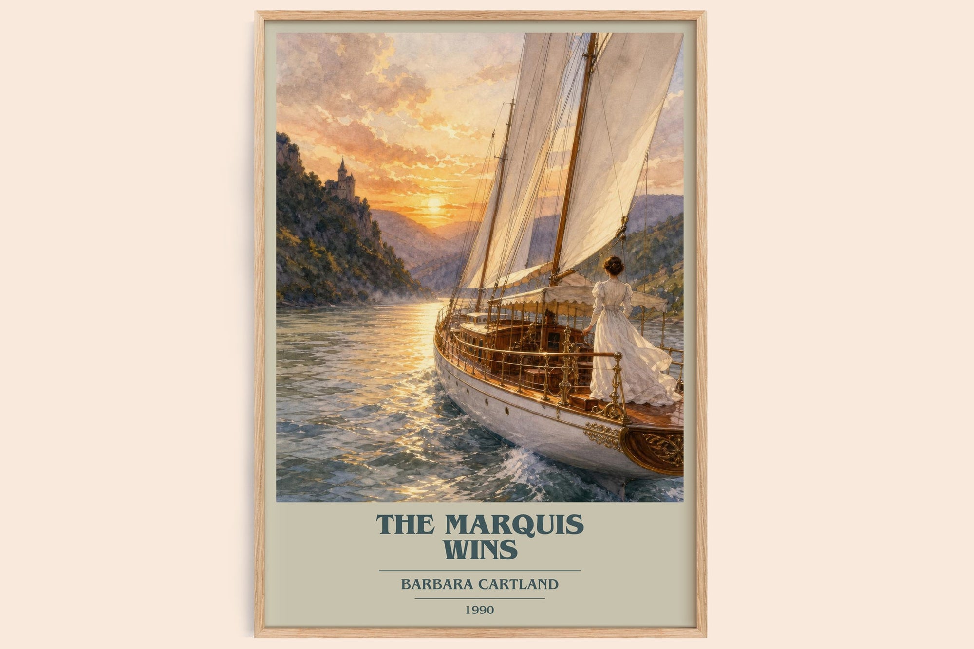 The Marquis Wins book cover book poster by Barbara Cartland – framed literary art print
