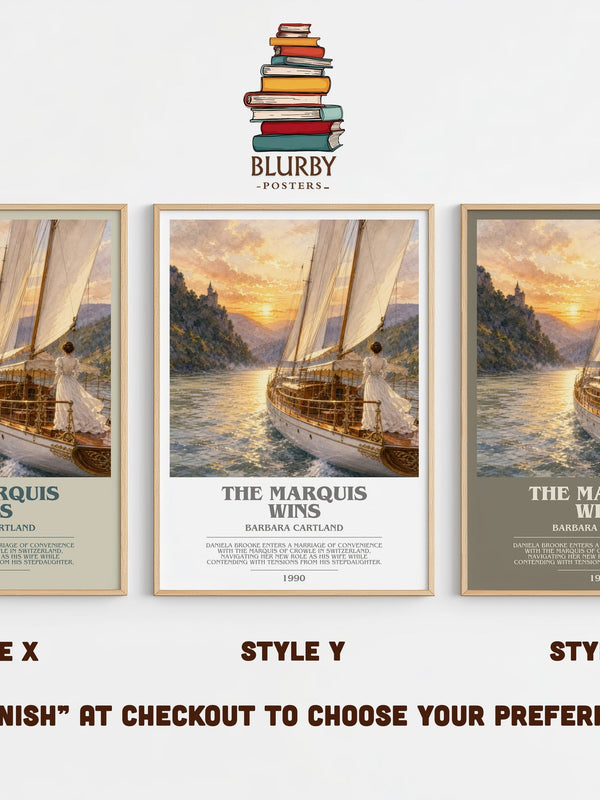 The Marquis Wins bookish print in frame leaning in hallway – romance wall art