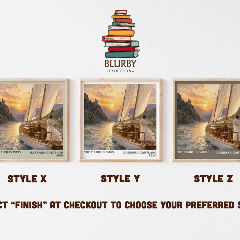 The Marquis Wins literary print in frame leaning in hallway – romance wall art