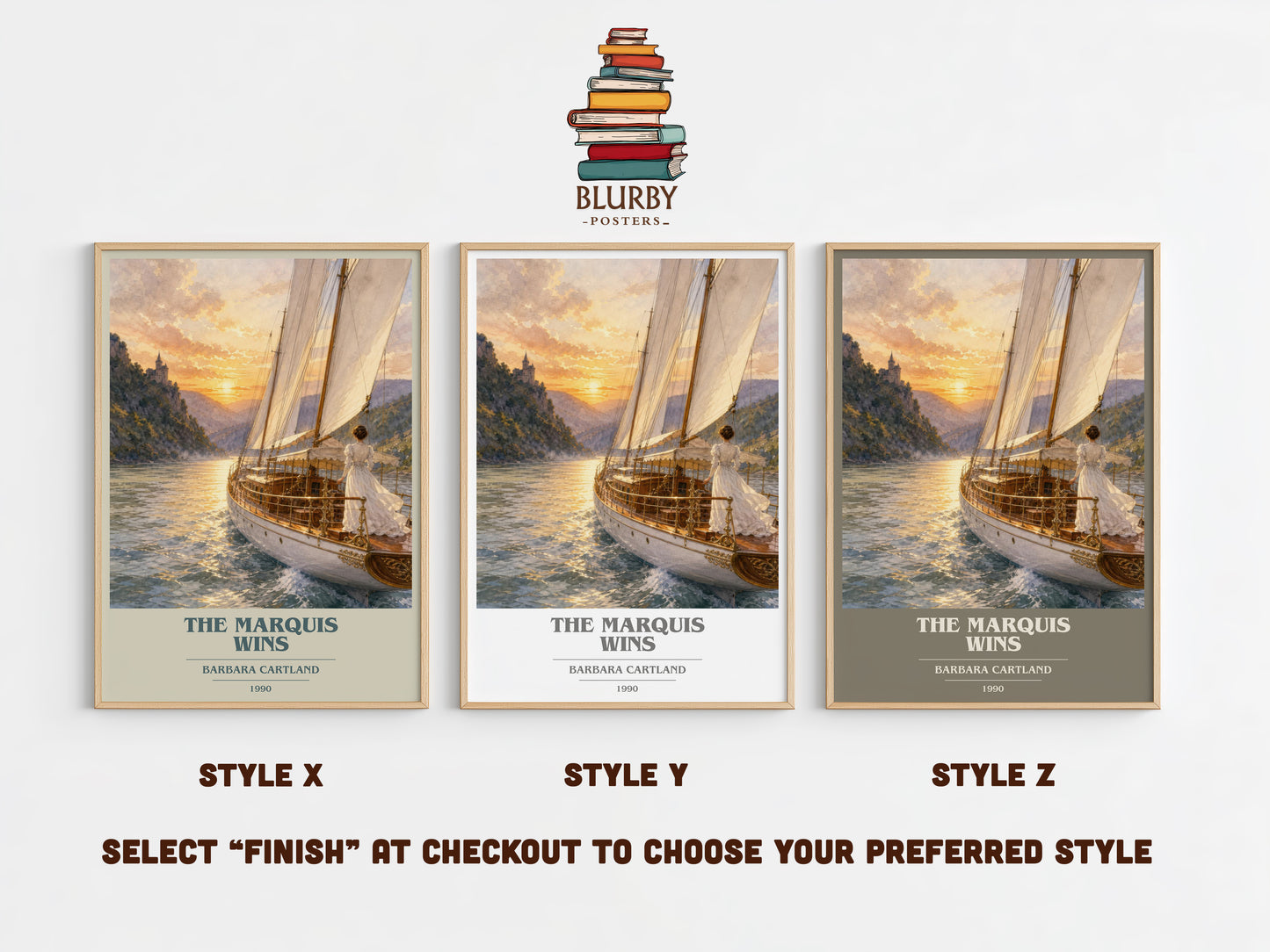 The Marquis Wins book cover print in frame leaning in hallway – romance wall art