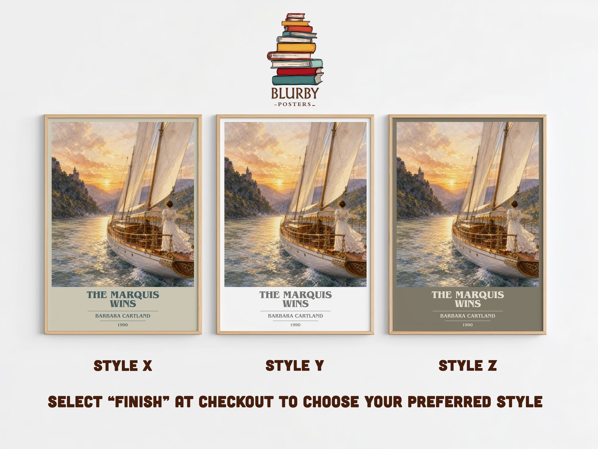The Marquis Wins book cover print in frame leaning in hallway – romance wall art