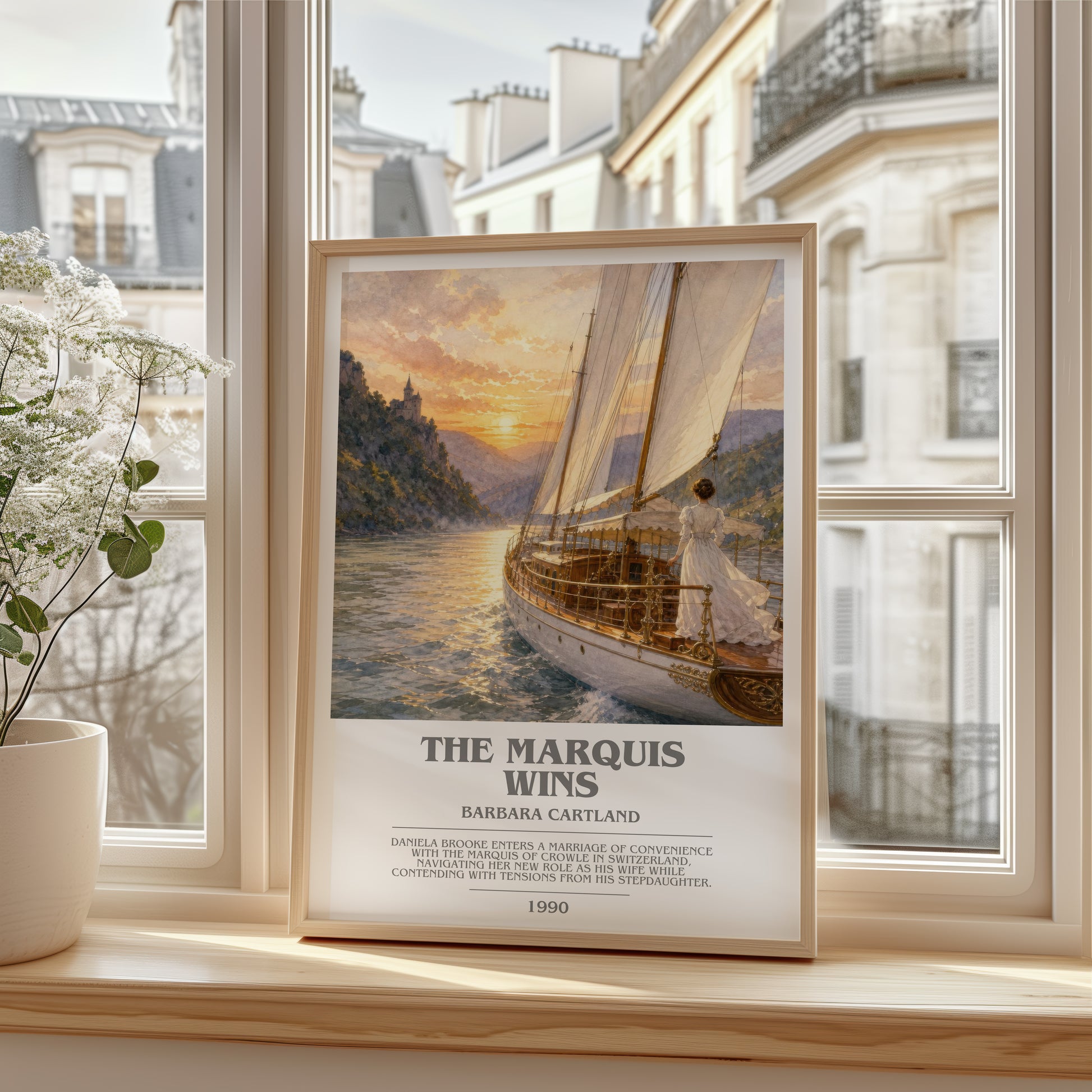 The Marquis Wins bookish poster colour and style options – Barbara Cartland book art