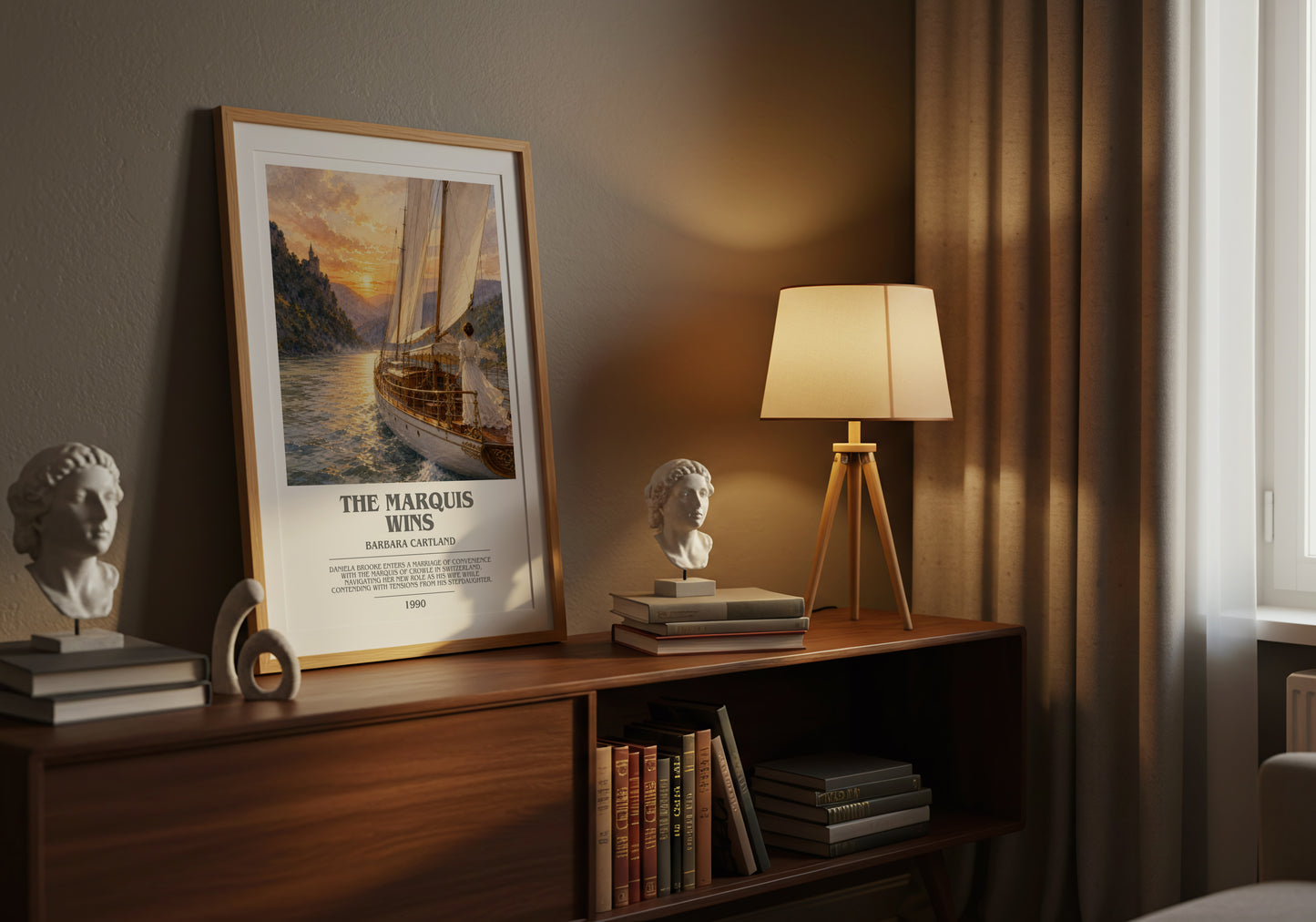 The Marquis Wins bookish book poster framed on wall – romance wall art