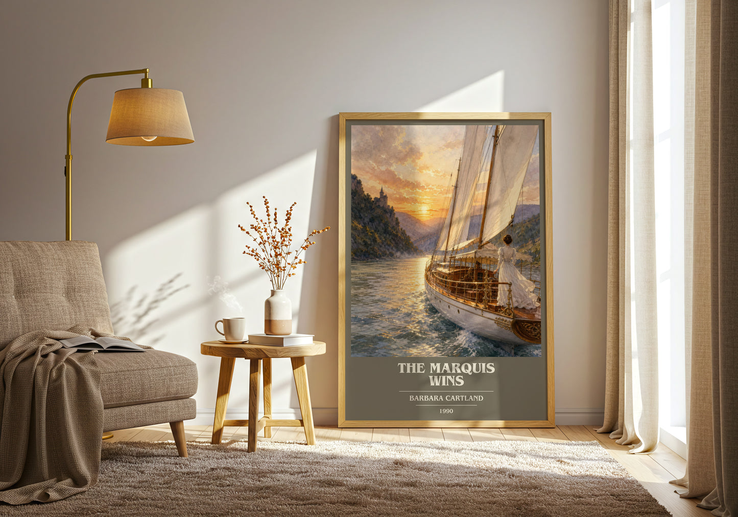 The Marquis Wins book cover print on bookshelf – Barbara Cartland fan gift