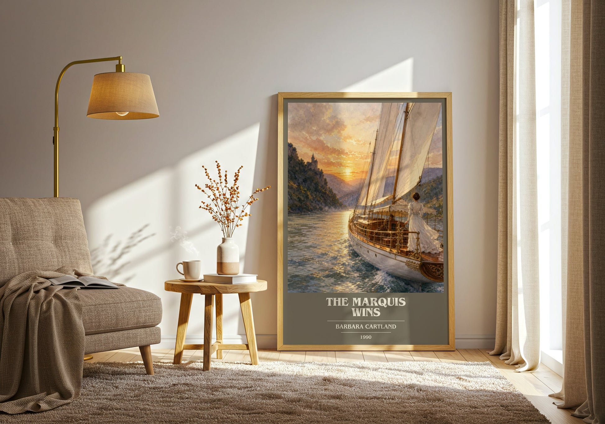 The Marquis Wins book cover print on bookshelf – Barbara Cartland fan gift