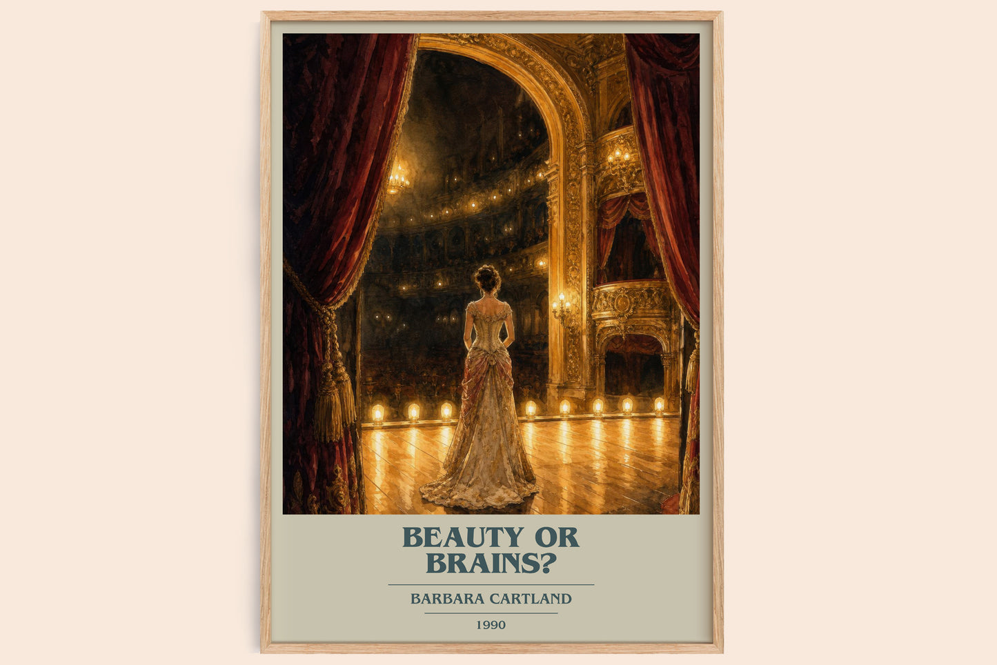 Beauty Or Brains? book cover book poster by Barbara Cartland – framed literary art print