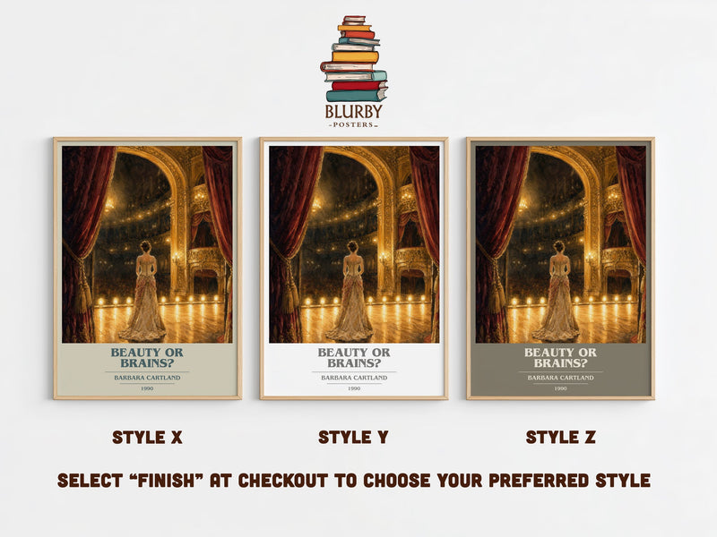 Beauty Or Brains? book cover print in frame leaning in hallway – romance wall art