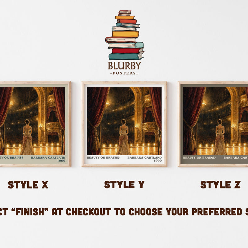 Beauty Or Brains? literary print in frame leaning in hallway – romance wall art