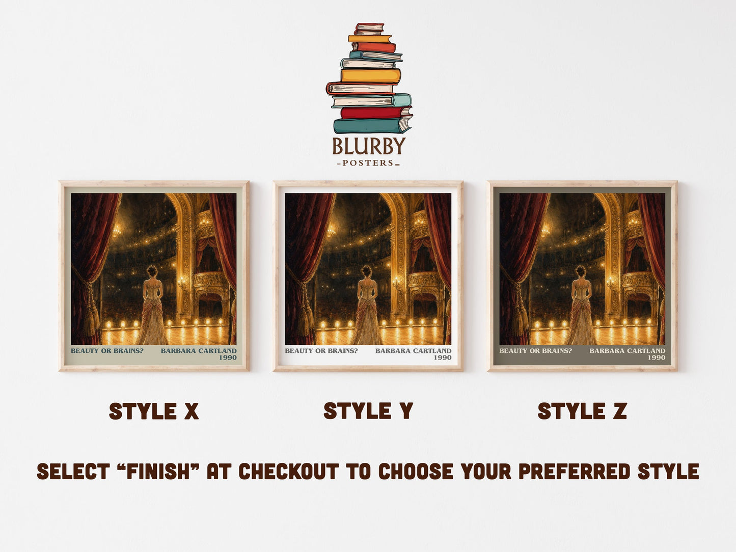 Beauty Or Brains? literary print in frame leaning in hallway – romance wall art