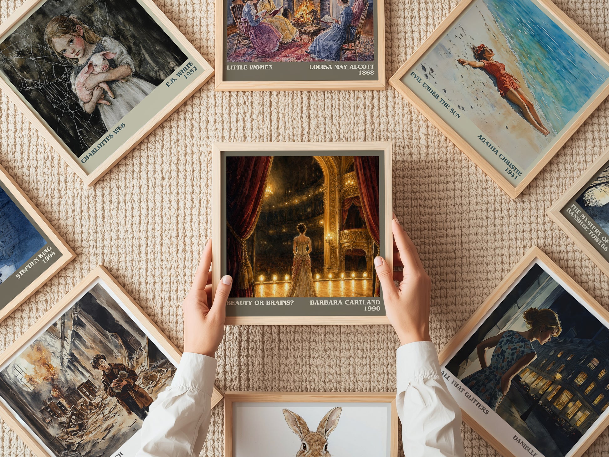 Beauty Or Brains? literary book poster framed on wall – romance wall art