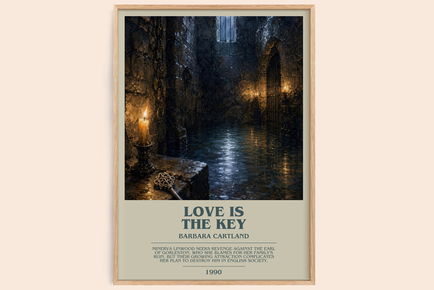 Love Is The Key bookish book poster by Barbara Cartland – framed literary art print