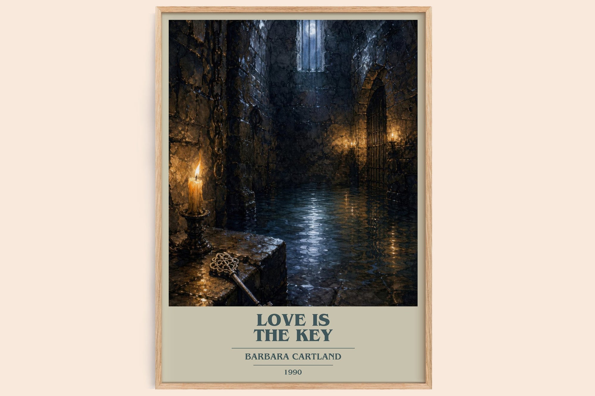 Love Is The Key book cover book poster by Barbara Cartland – framed literary art print
