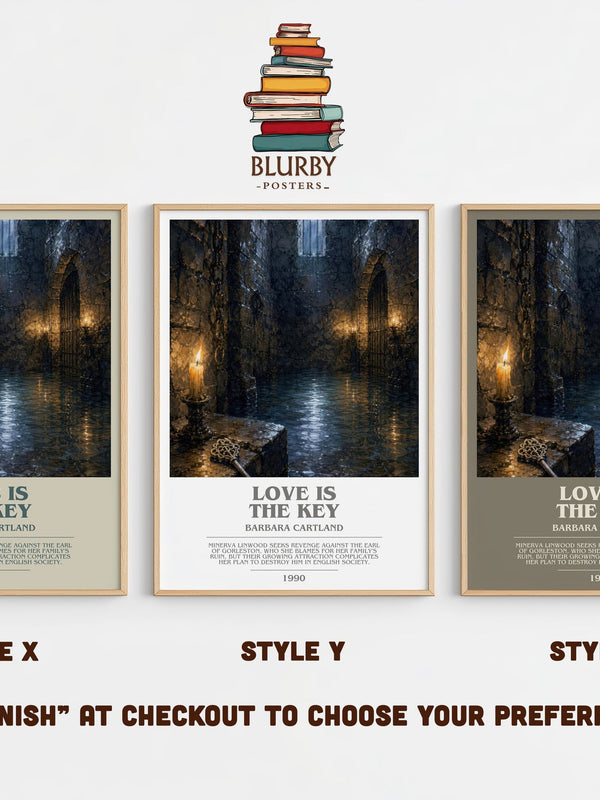 Love Is The Key bookish print in frame leaning in hallway – romance wall art