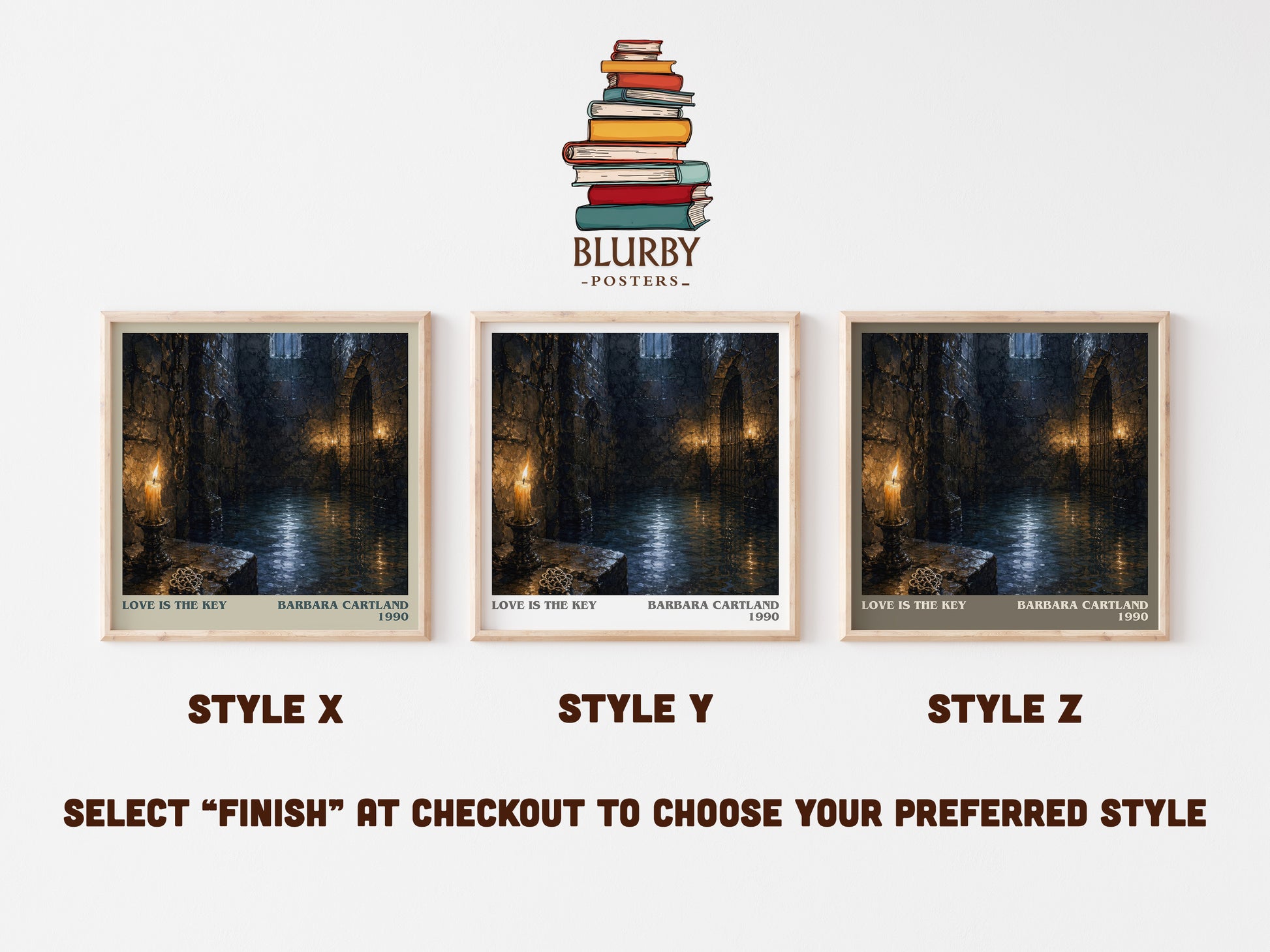 Love Is The Key literary print in frame leaning in hallway – romance wall art