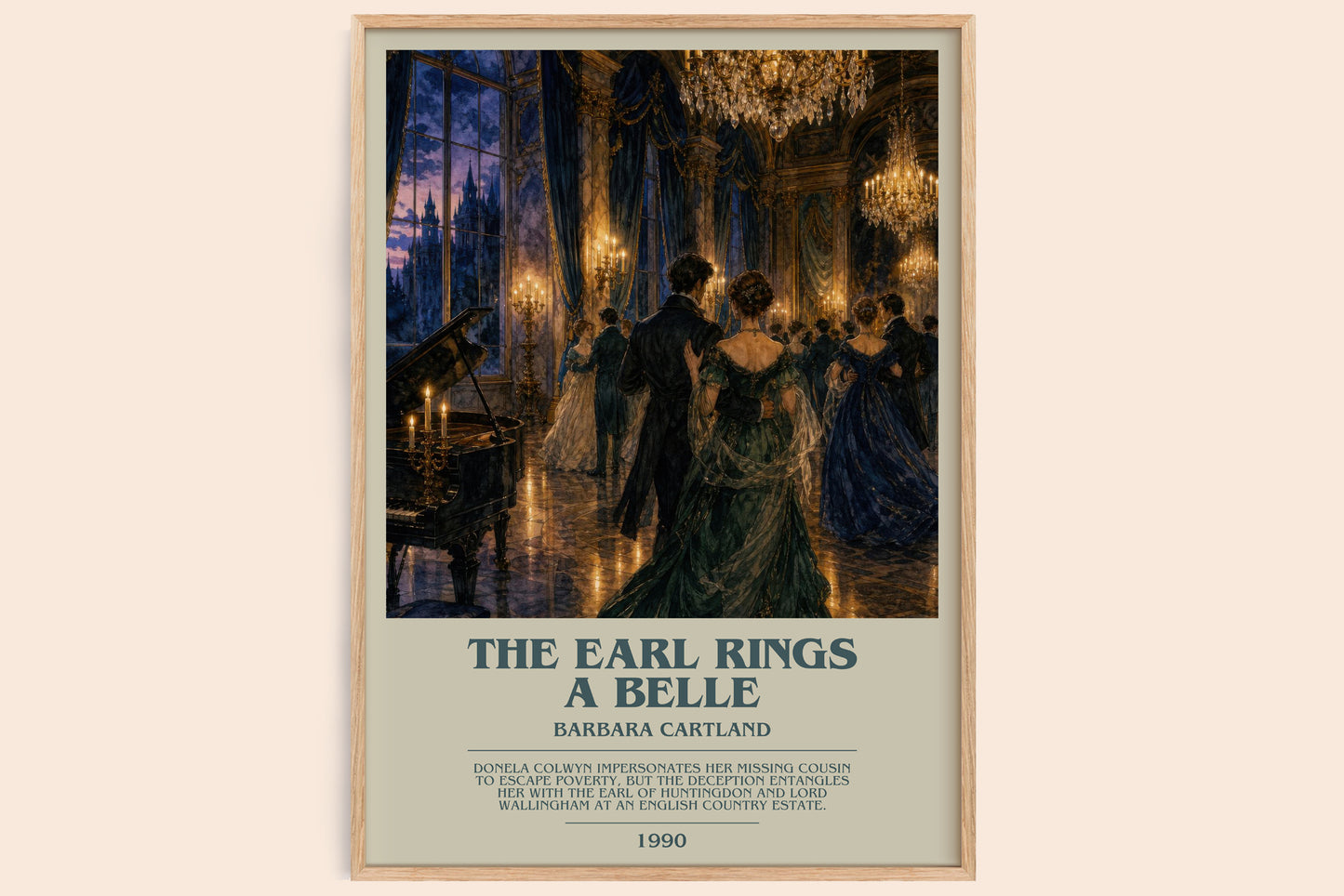 The Earl Rings A Belle bookish book poster by Barbara Cartland – framed literary art print