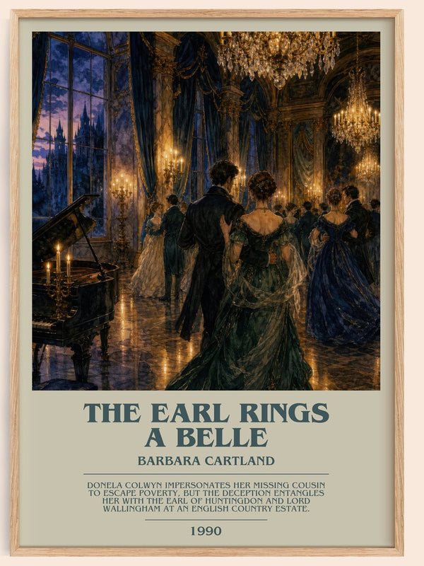 The Earl Rings A Belle bookish book poster by Barbara Cartland – framed literary art print