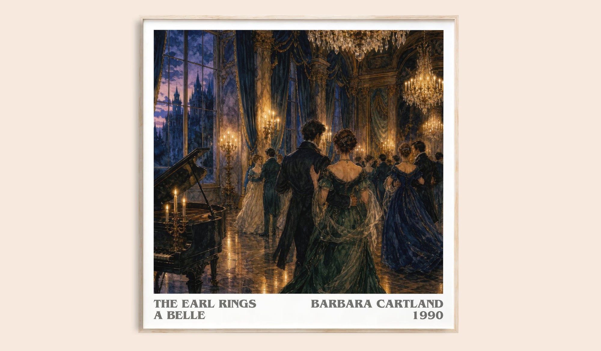 The Earl Rings A Belle literary book poster by Barbara Cartland – framed literary art print
