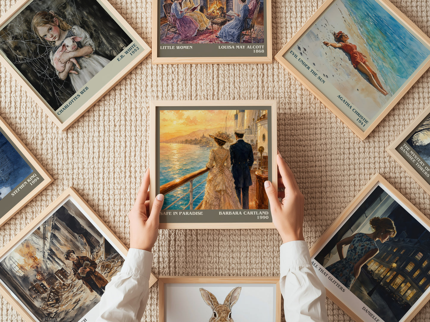 Safe In Paradise literary book poster framed on wall – romance wall art