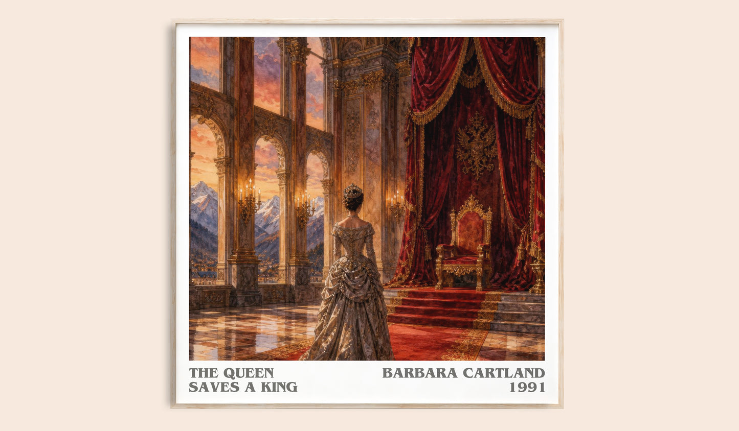 The Queen Saves A King literary book poster by Barbara Cartland – framed literary art print