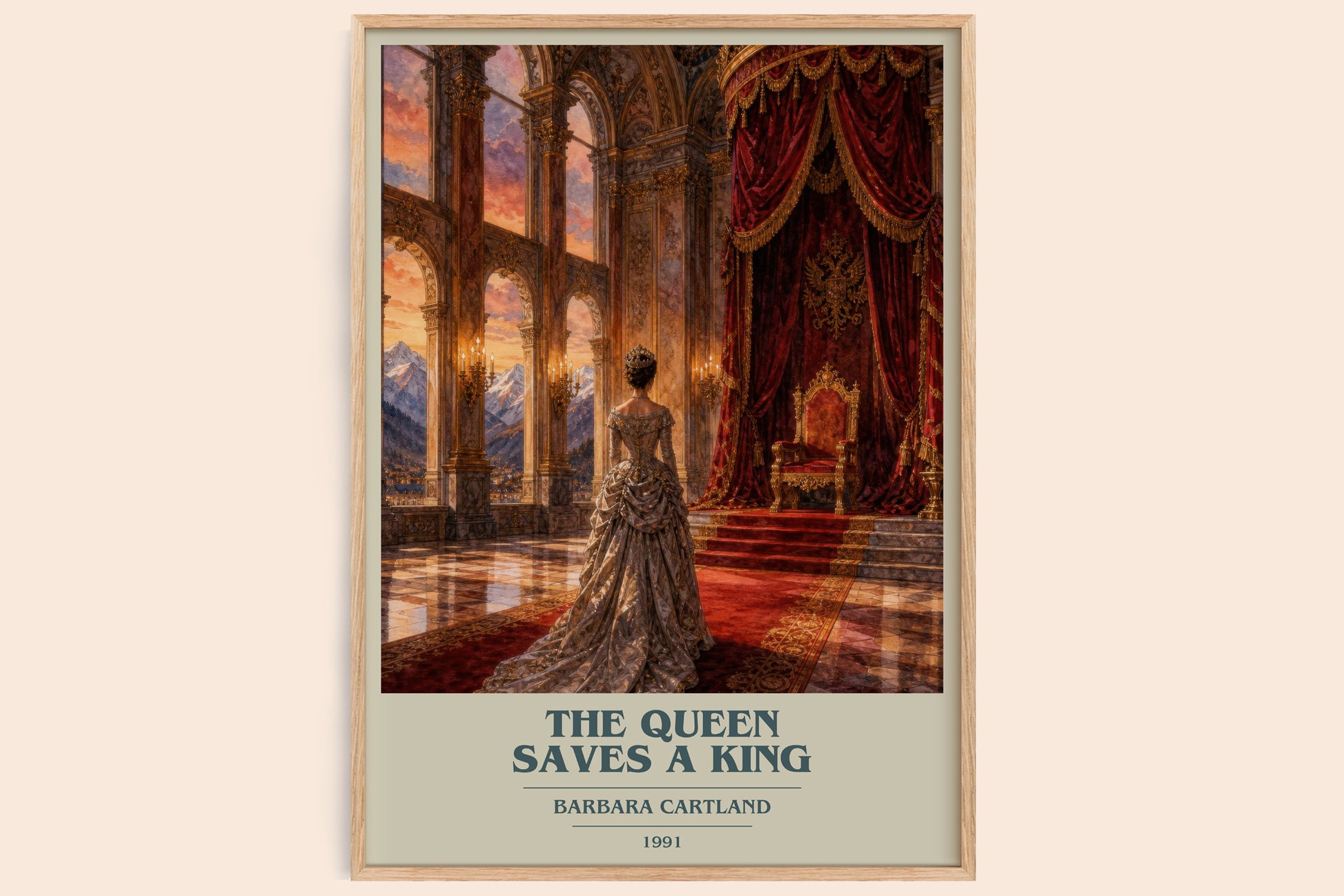 The Queen Saves A King book cover book poster by Barbara Cartland – framed literary art print