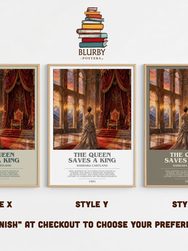 The Queen Saves A King bookish print in frame leaning in hallway – romance wall art