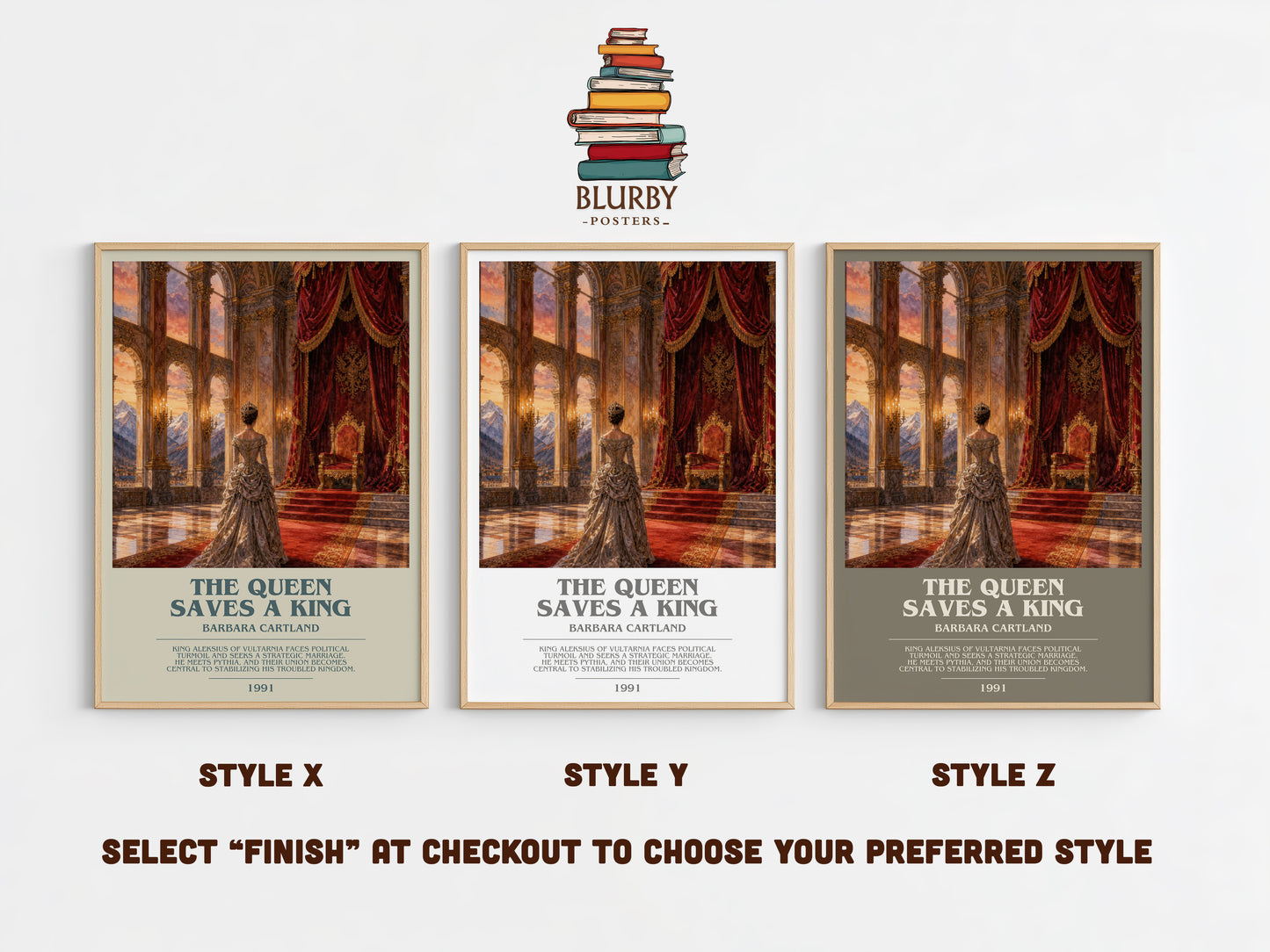 The Queen Saves A King bookish print in frame leaning in hallway – romance wall art