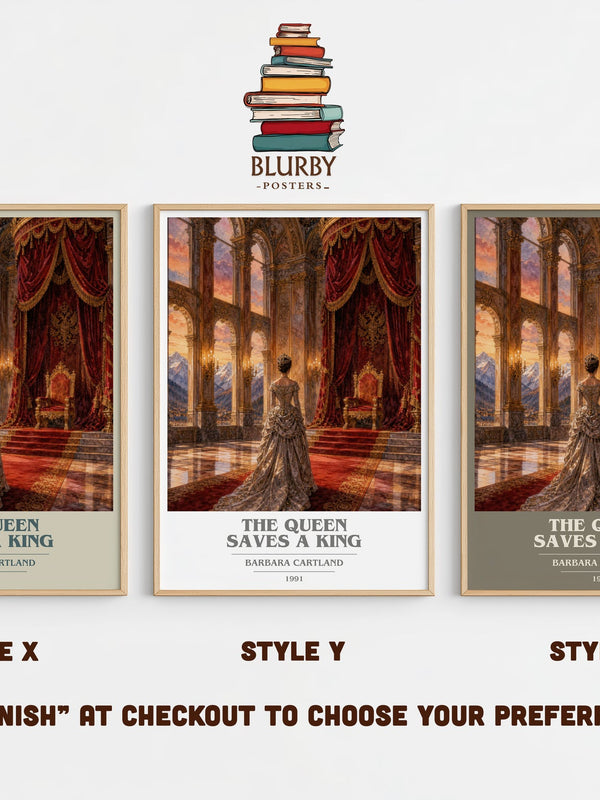 The Queen Saves A King book cover print in frame leaning in hallway – romance wall art