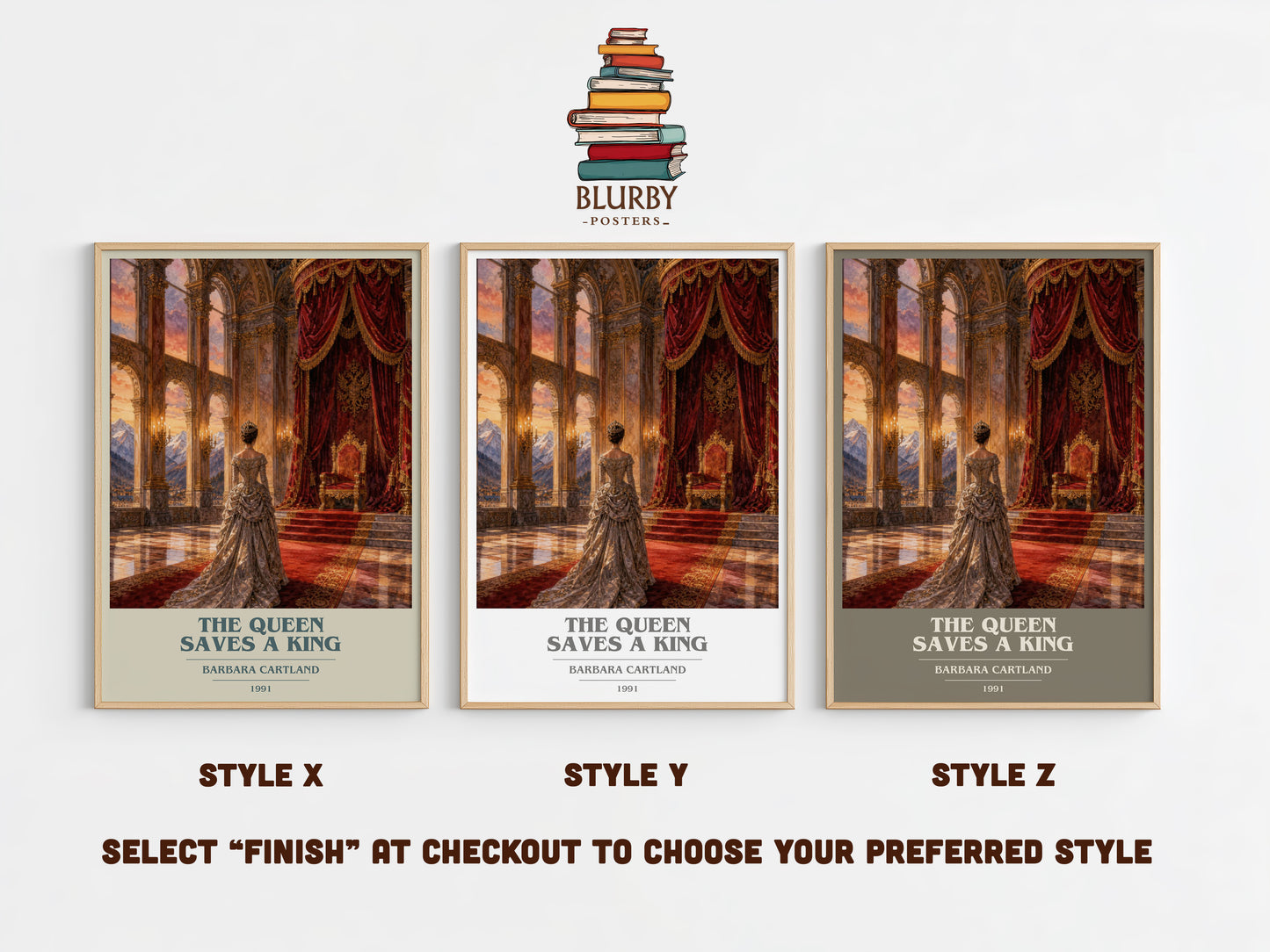 The Queen Saves A King book cover print in frame leaning in hallway – romance wall art
