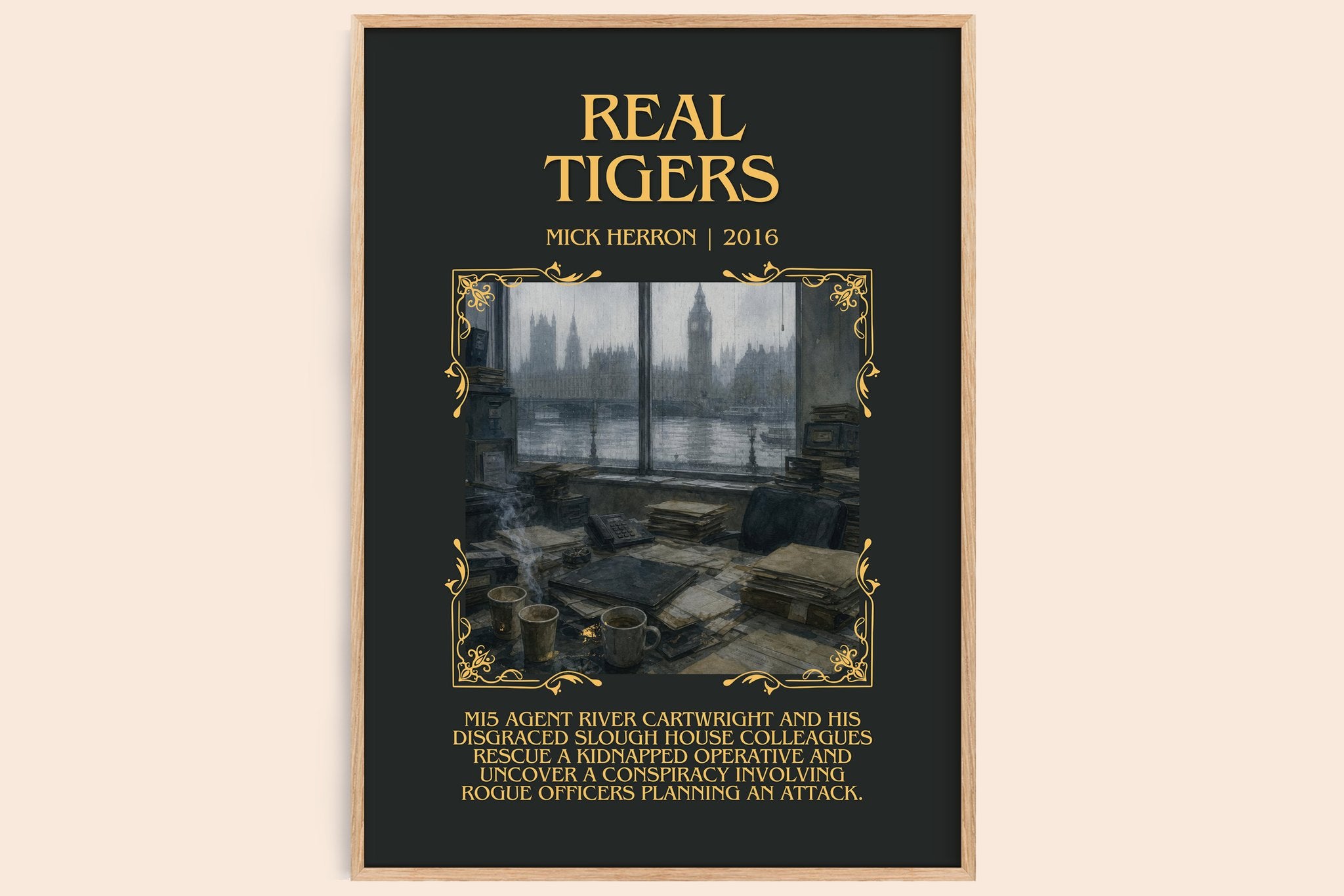 Real Tigers Minimalist Book Poster by Mick Herron