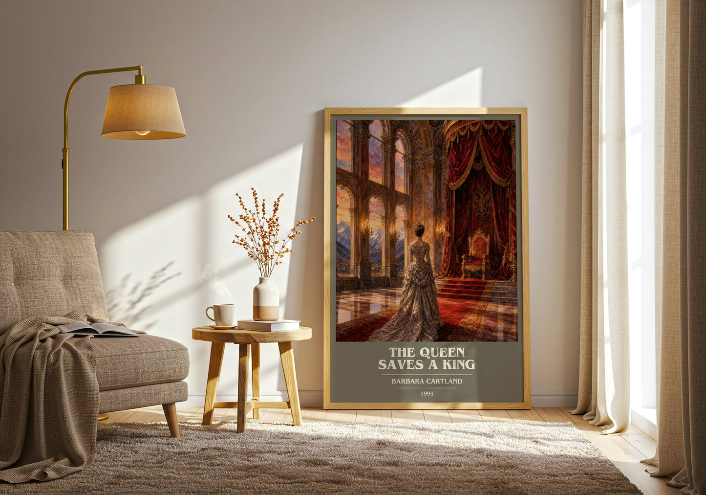 The Queen Saves A King book cover print on bookshelf – Barbara Cartland fan gift