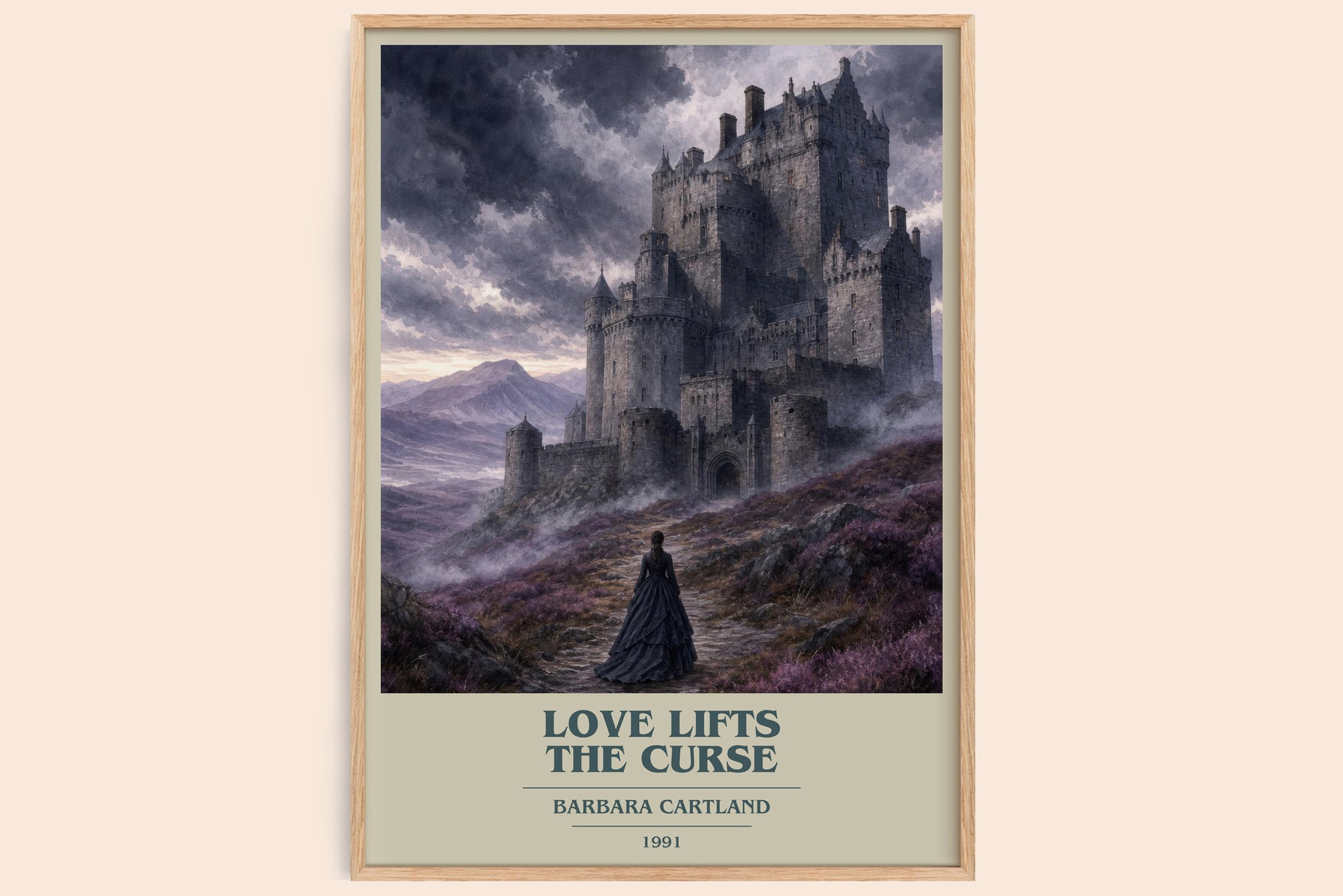 Love Lifts The Curse book cover book poster by Barbara Cartland – framed literary art print