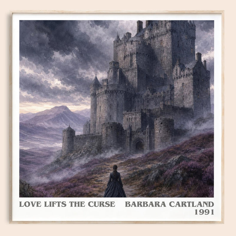 Love Lifts The Curse literary book poster by Barbara Cartland – framed literary art print