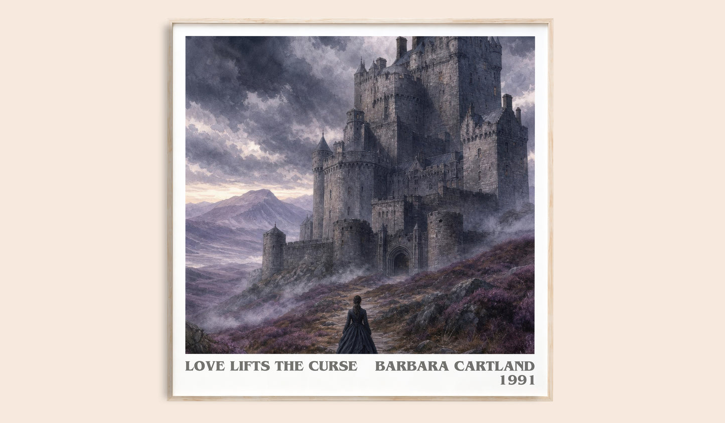 Love Lifts The Curse literary book poster by Barbara Cartland – framed literary art print