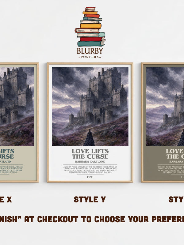 Love Lifts The Curse bookish print in frame leaning in hallway – romance wall art