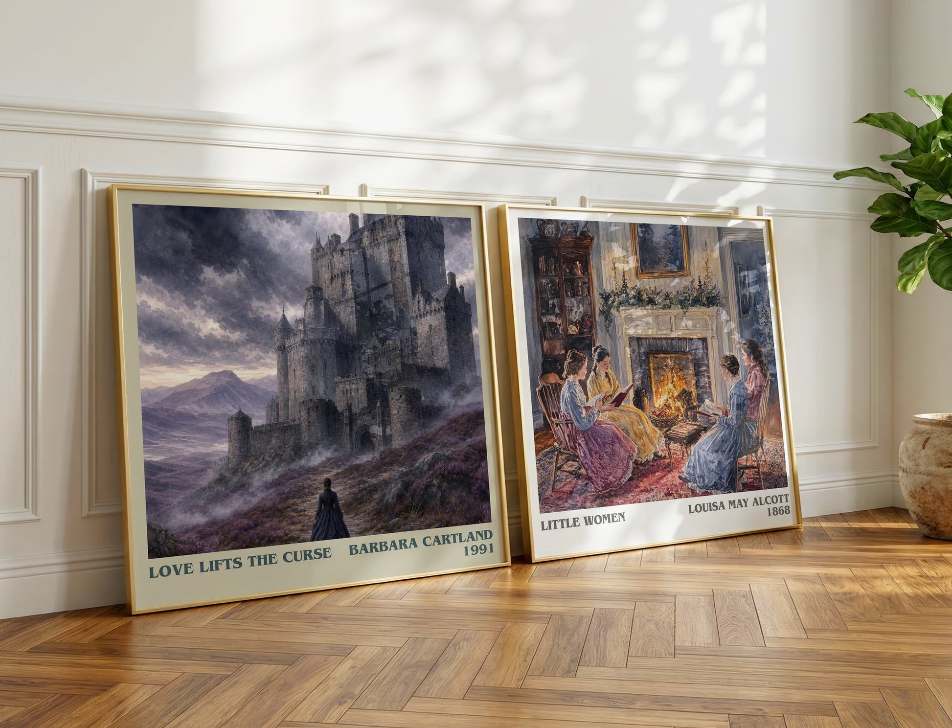 Love Lifts The Curse literary print on bookshelf – Barbara Cartland fan gift
