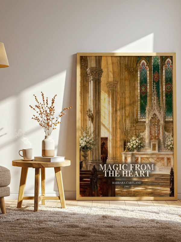 Magic From The Heart watercolour print in frame leaning in hallway – romance wall art
