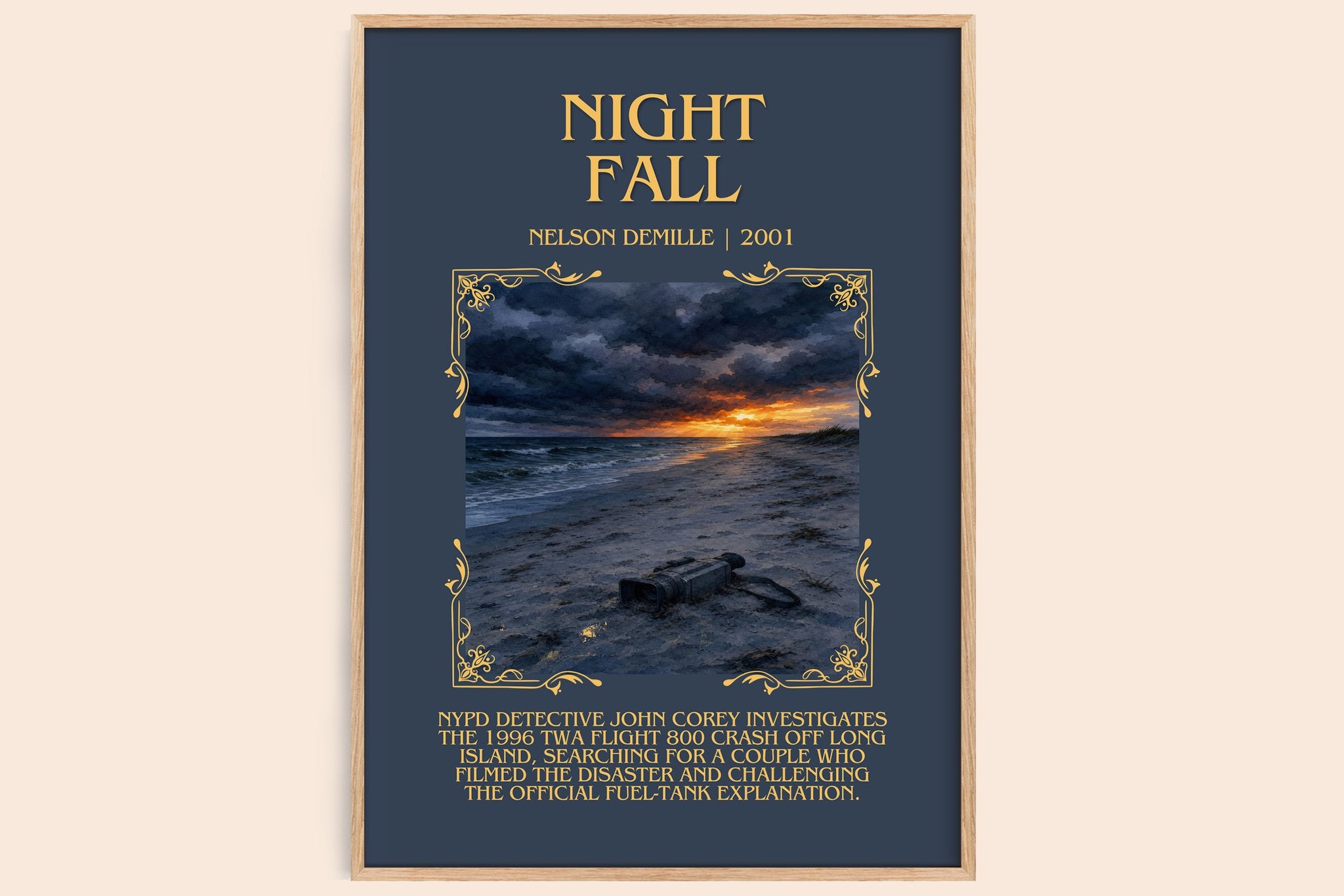 Night Fall Minimalist Book Poster by Nelson DeMille