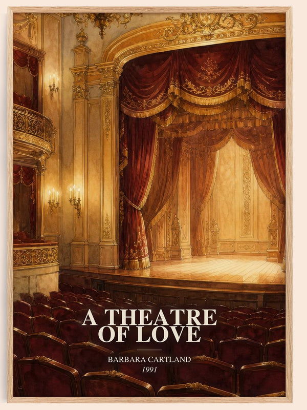 A Theatre Of Love watercolour book poster by Barbara Cartland – framed literary art print
