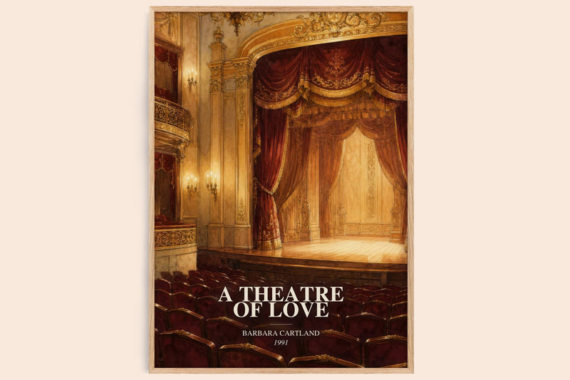 A Theatre Of Love watercolour book poster by Barbara Cartland – framed literary art print