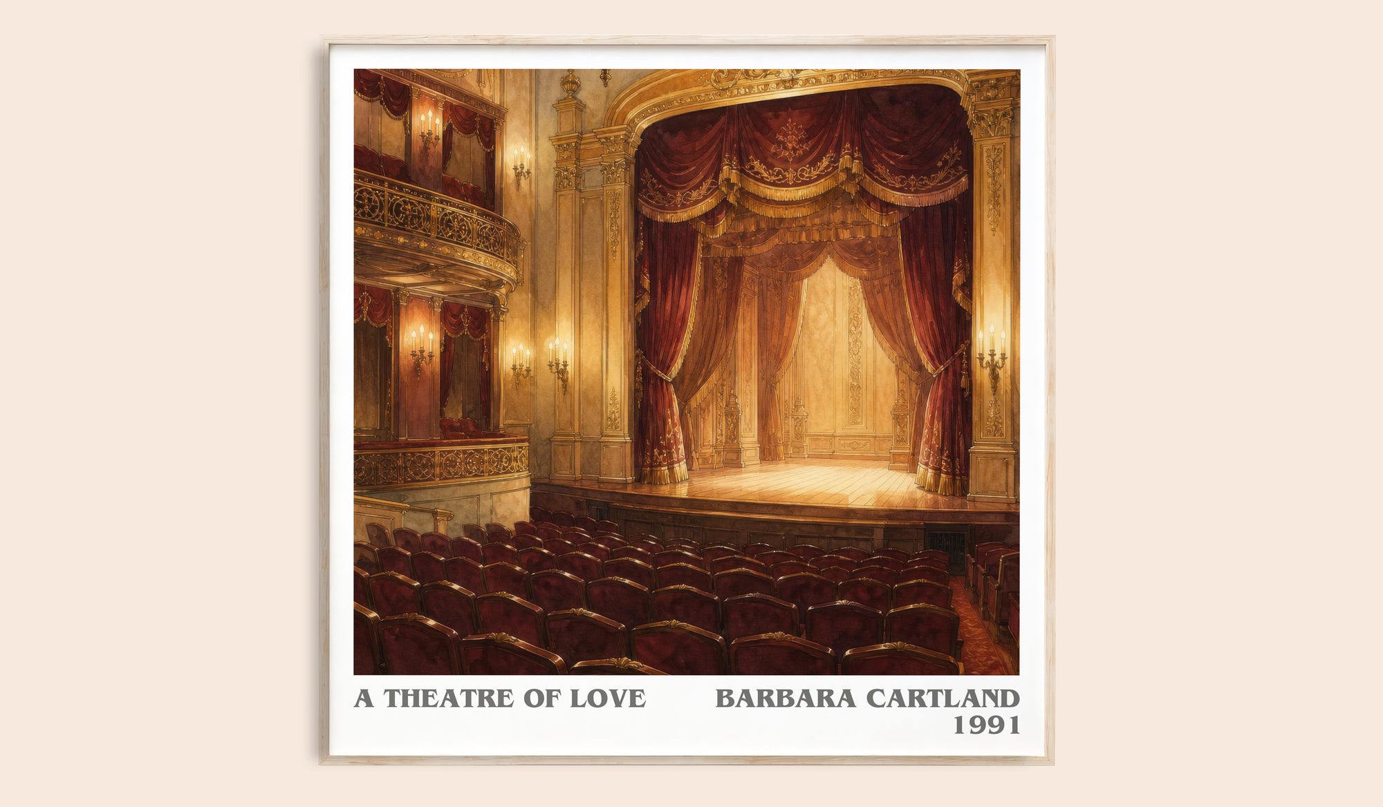 A Theatre Of Love literary book poster by Barbara Cartland – framed literary art print