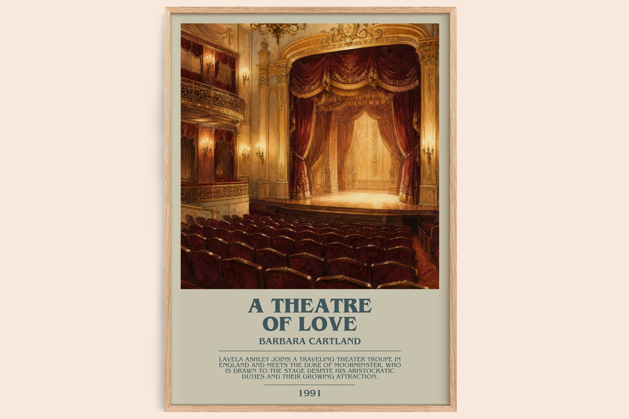 A Theatre Of Love bookish book poster by Barbara Cartland – framed literary art print