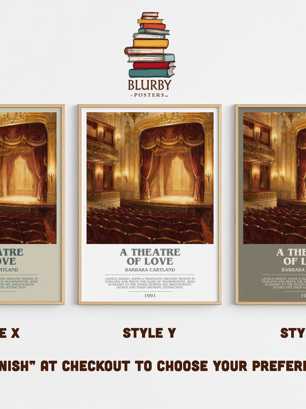 A Theatre Of Love bookish print in frame leaning in hallway – romance wall art