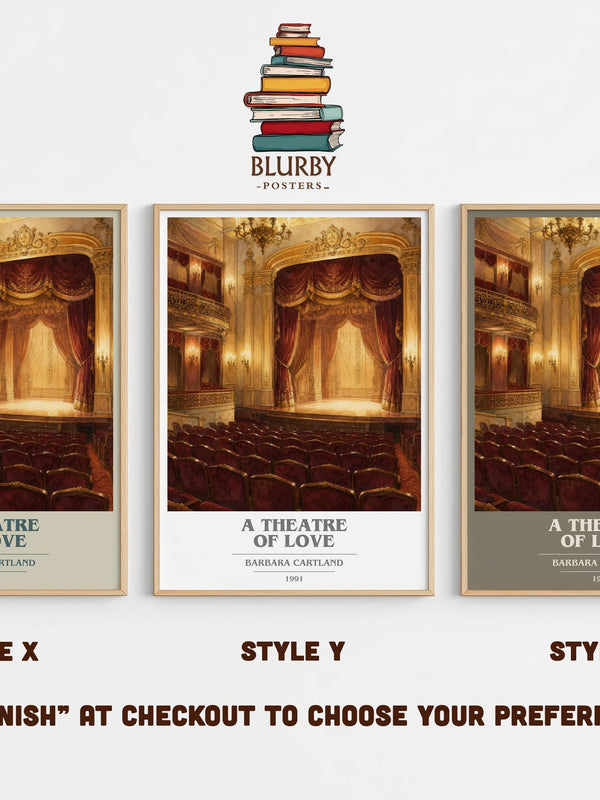 A Theatre Of Love book cover print in frame leaning in hallway – romance wall art