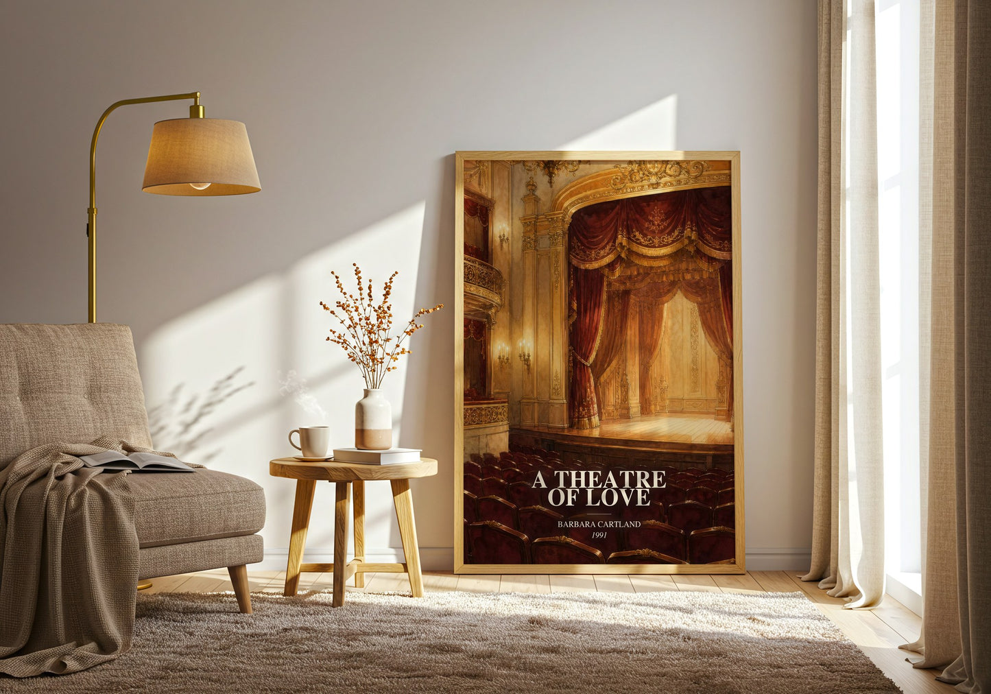 A Theatre Of Love watercolour print in frame leaning in hallway – romance wall art