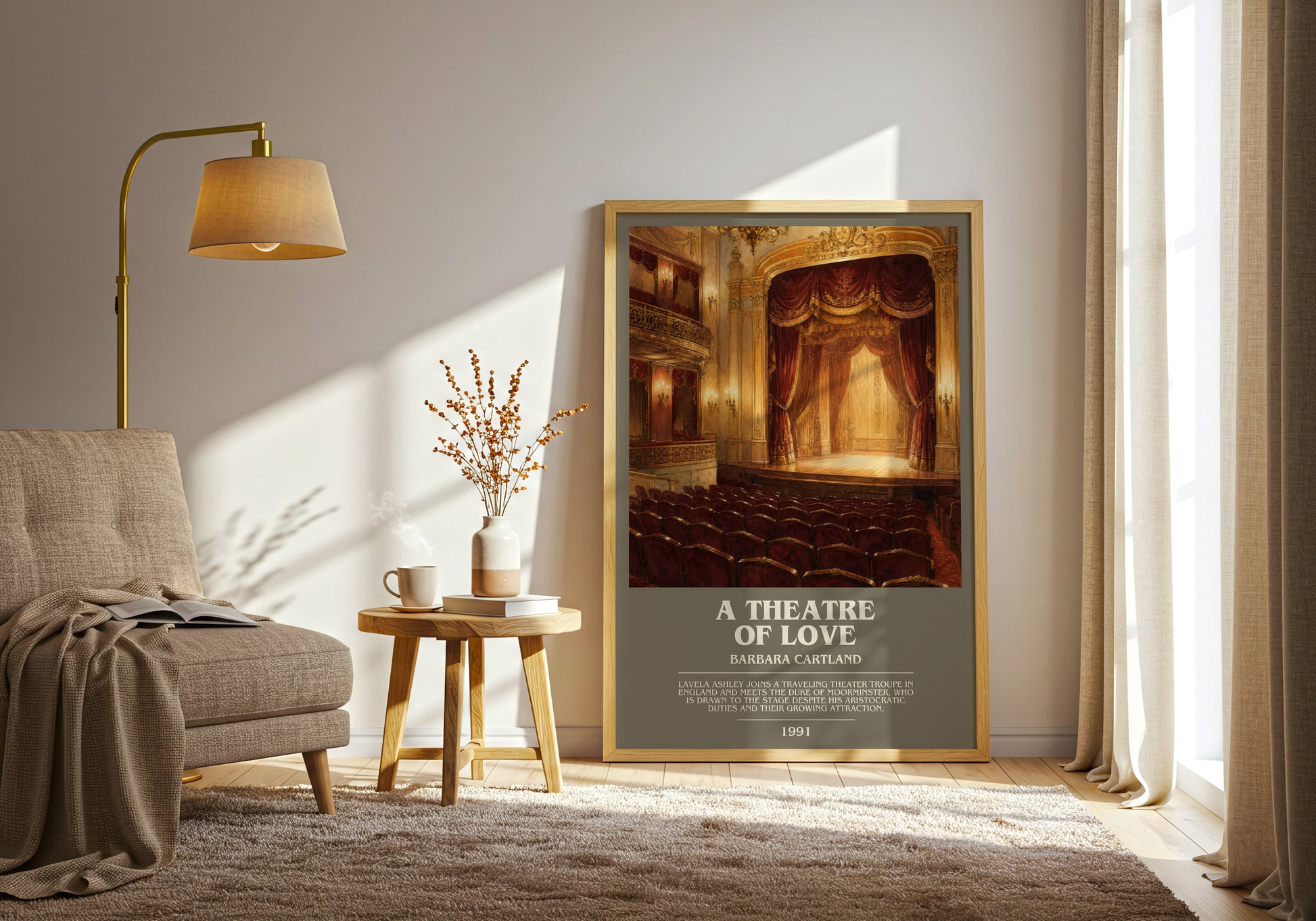 A Theatre Of Love bookish print on bookshelf – Barbara Cartland fan gift