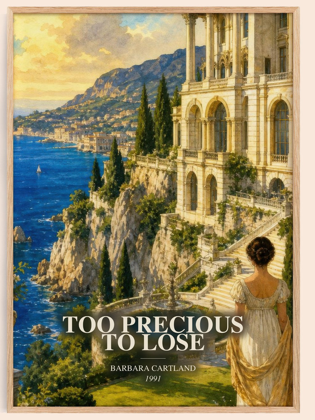 Too Precious To Lose watercolour book poster by Barbara Cartland – framed literary art print
