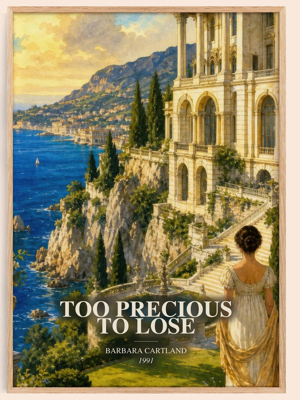 Too Precious To Lose watercolour book poster by Barbara Cartland – framed literary art print