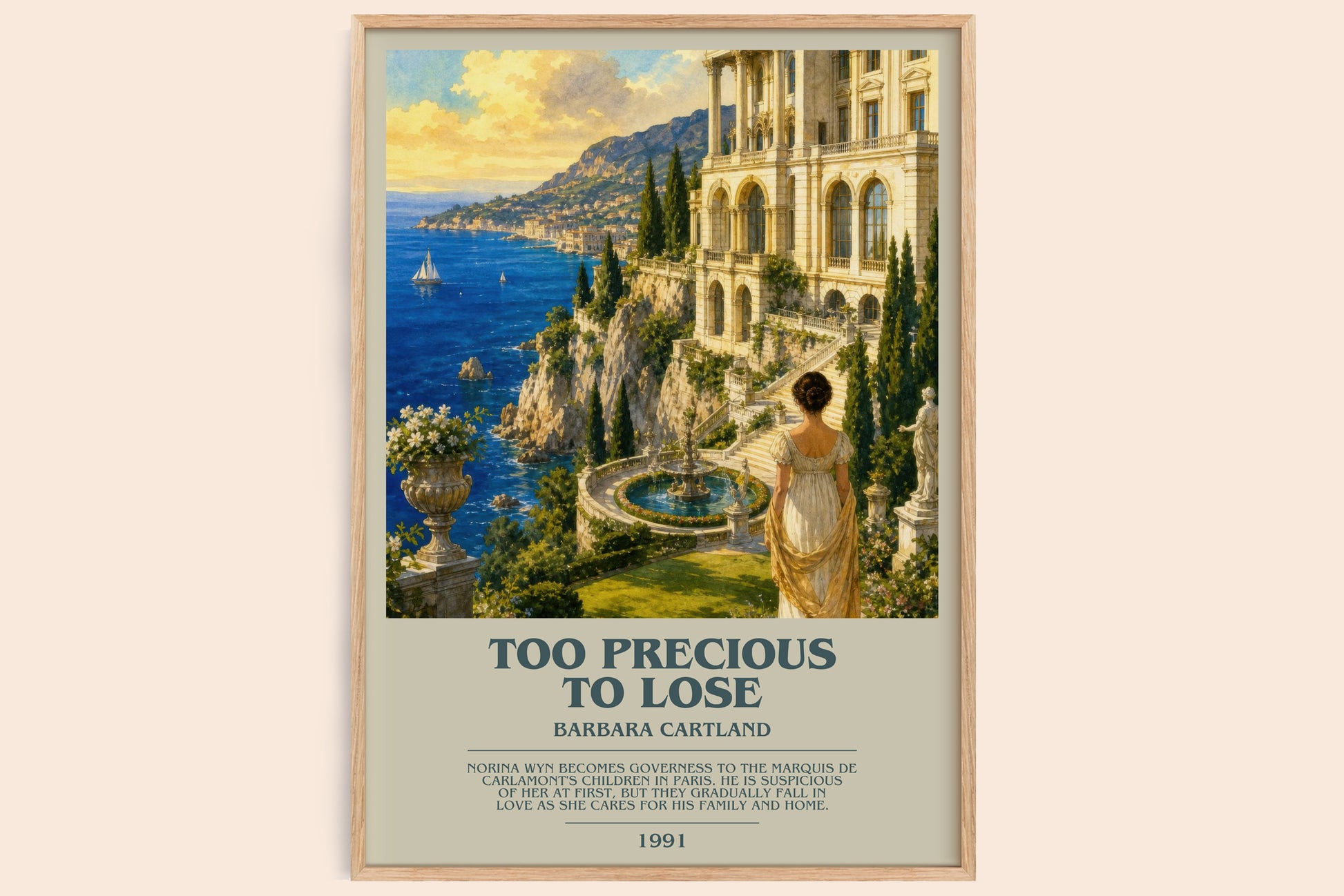 Too Precious To Lose bookish book poster by Barbara Cartland – framed literary art print