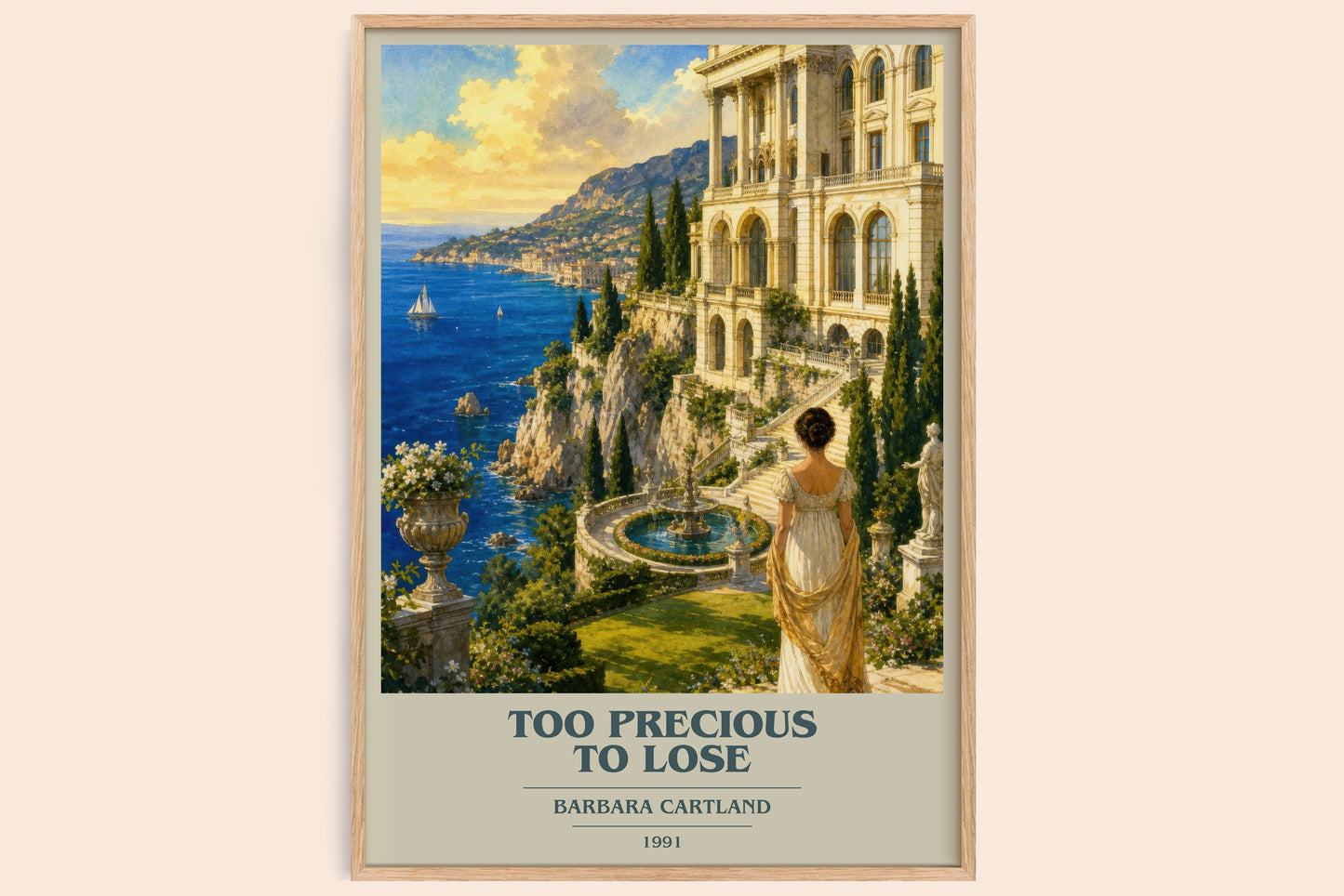 Too Precious To Lose book cover book poster by Barbara Cartland – framed literary art print